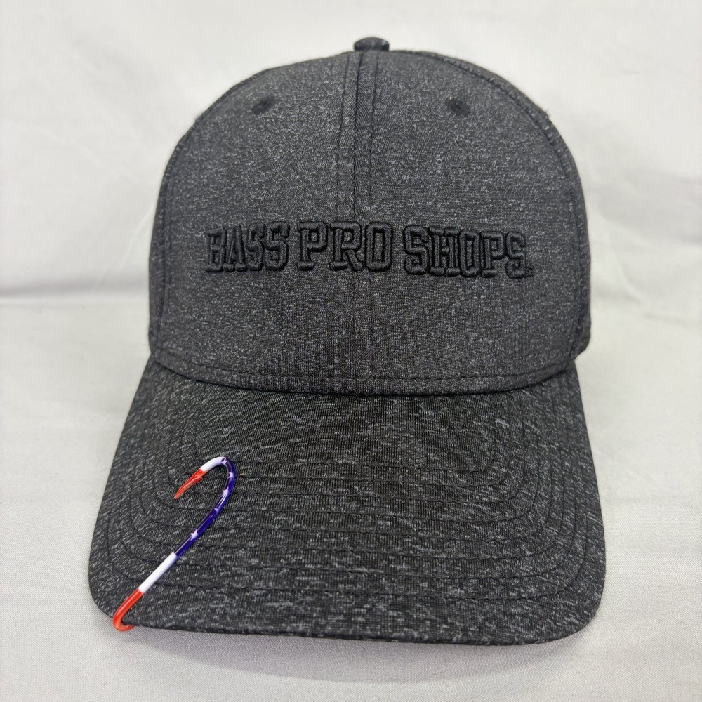 Bass Pro Shops Hat Fish Hook Clip Mens L/XL Grey Heather Stretch Fit Cap